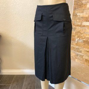DKNY Black Wool Cashmere Blend Skirt Pockets Pleats A Line Size 2